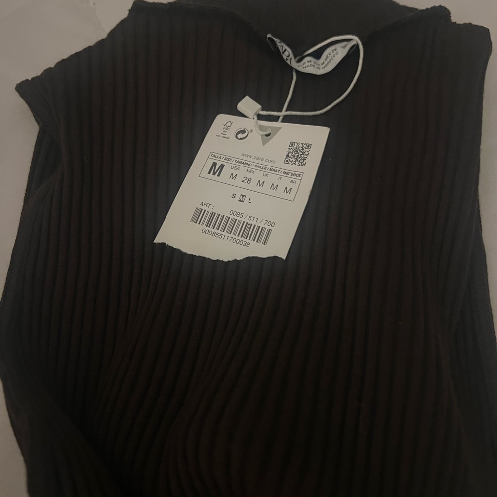 BRAND NEW with tags Zara BROWN Ribbed Midi Dress - Picture 3 of 3